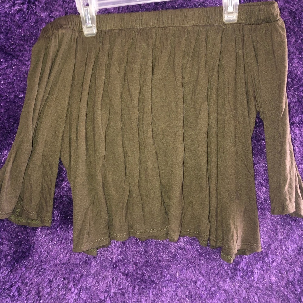 Dark Green off the shoulder shirt